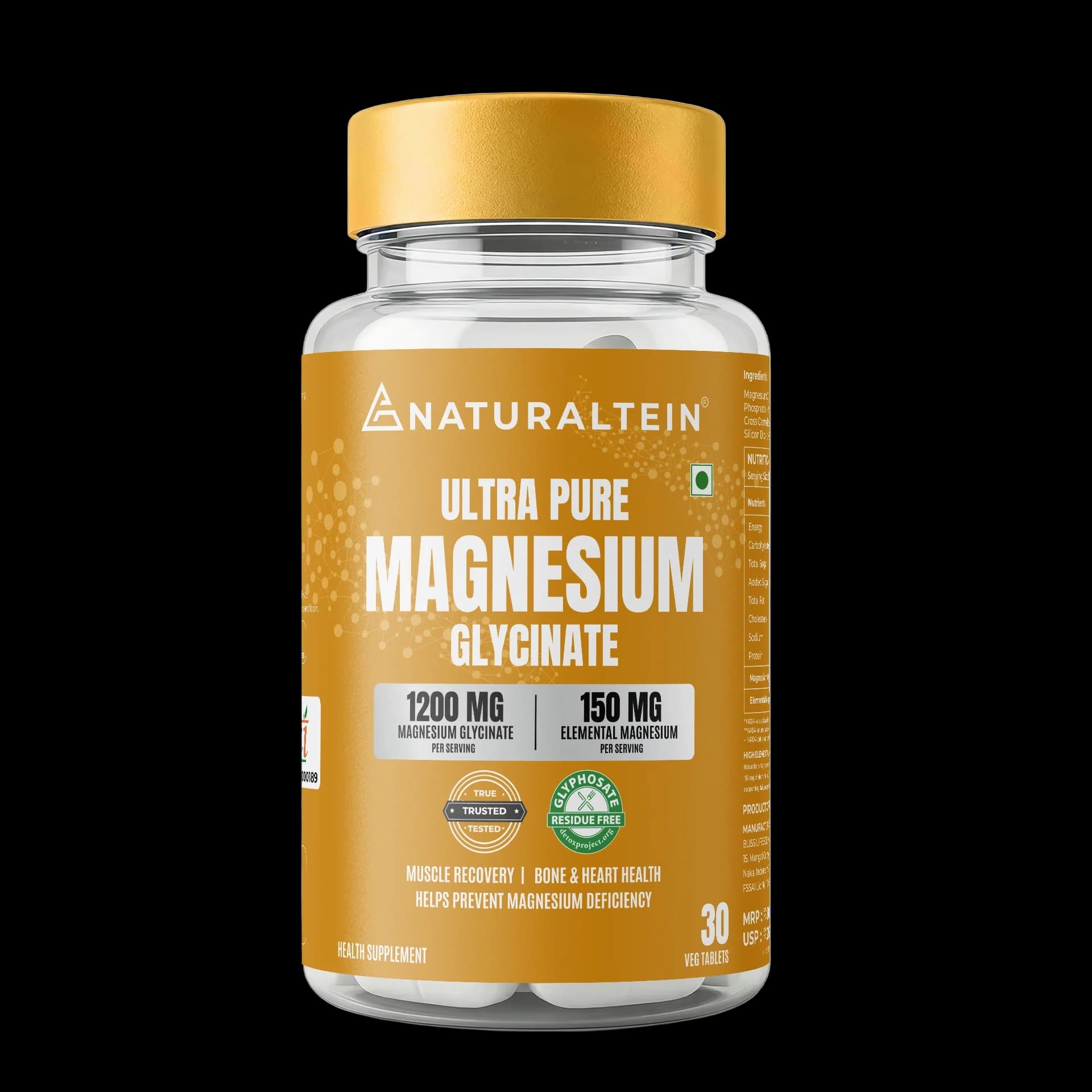 100% Magnesium Glycinate 1200 mg (60 Tablets)